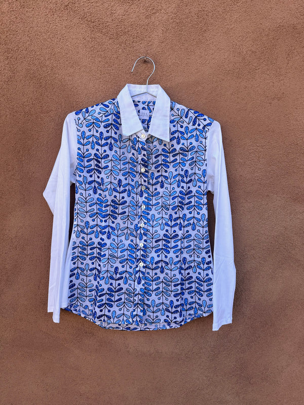 Jill McGowan Blue Embroidered Blouse