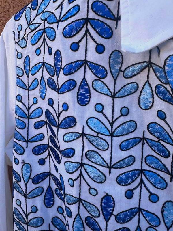 Jill McGowan Blue Embroidered Blouse