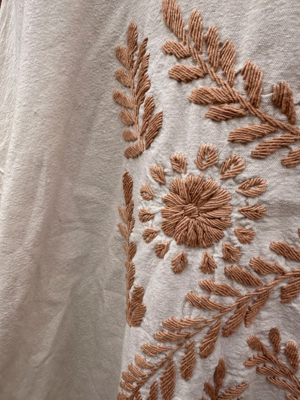 Mexican Embroidered Floral Blouse with Awesome Sleeves and Hem
