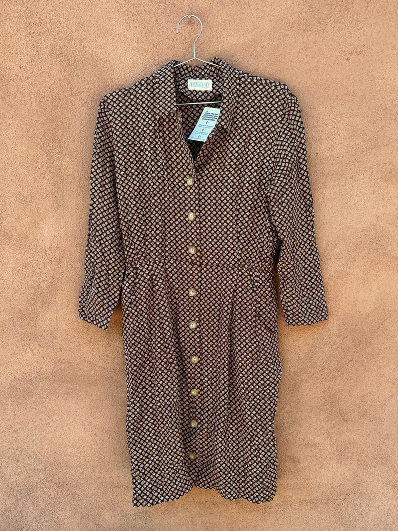 Brown Lands End Dress with Long Sleeves and Pockets