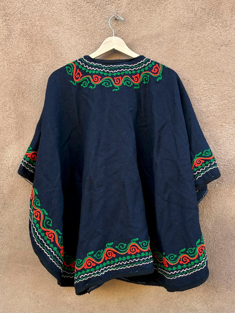 Kashmir Embroidered Wool Cape 1970's Era