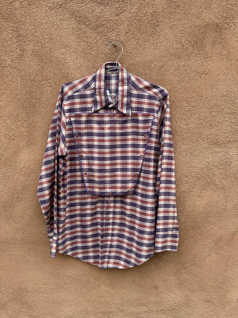 Plaid Cavalry Shirt w/ Pinkish Pearl Snaps Shirt