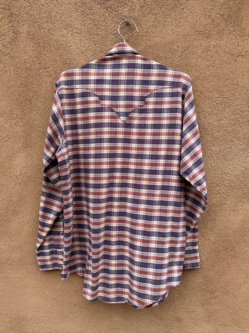 Plaid Cavalry Shirt w/ Pinkish Pearl Snaps Shirt