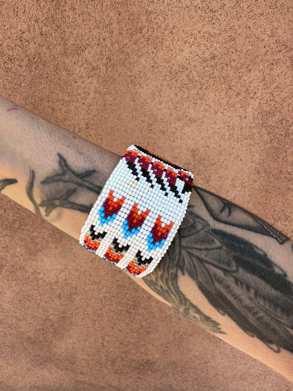Leather and Bead Bear Claw Cuff