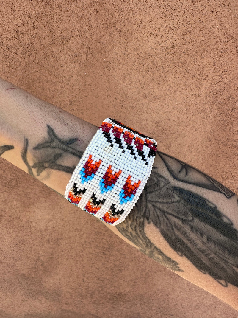 Leather and Bead Bear Claw Cuff