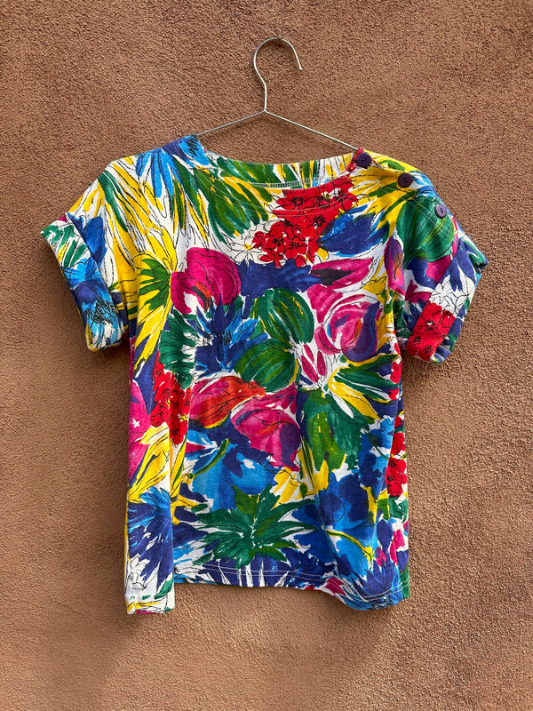 Colorful Floral Blouse by Leslie Fay