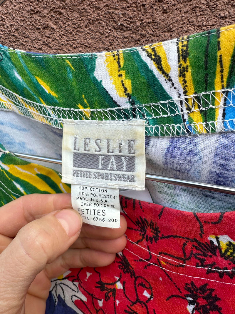 Colorful Floral Blouse by Leslie Fay