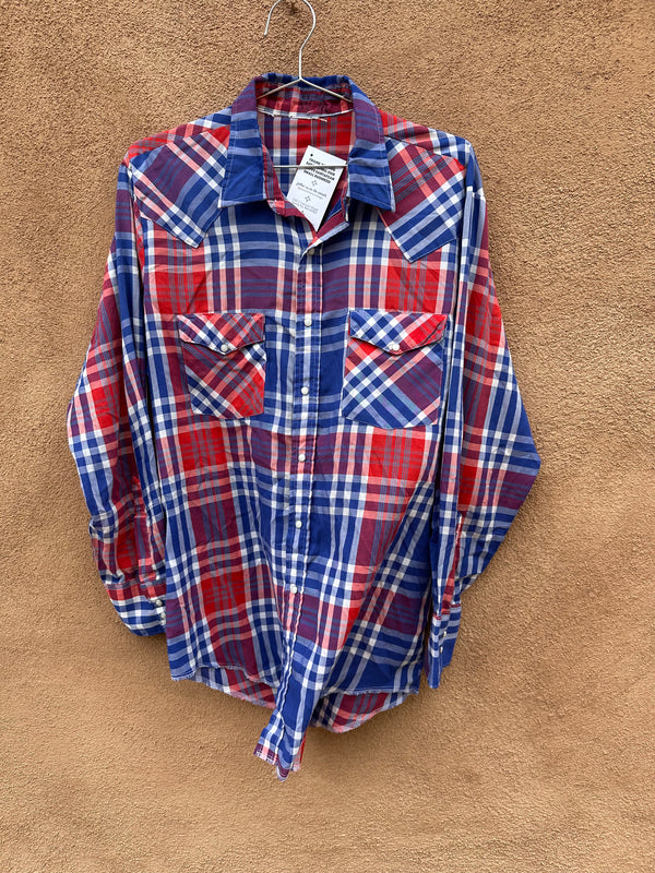 USA Plaid Western Shirt with Pearl Snaps