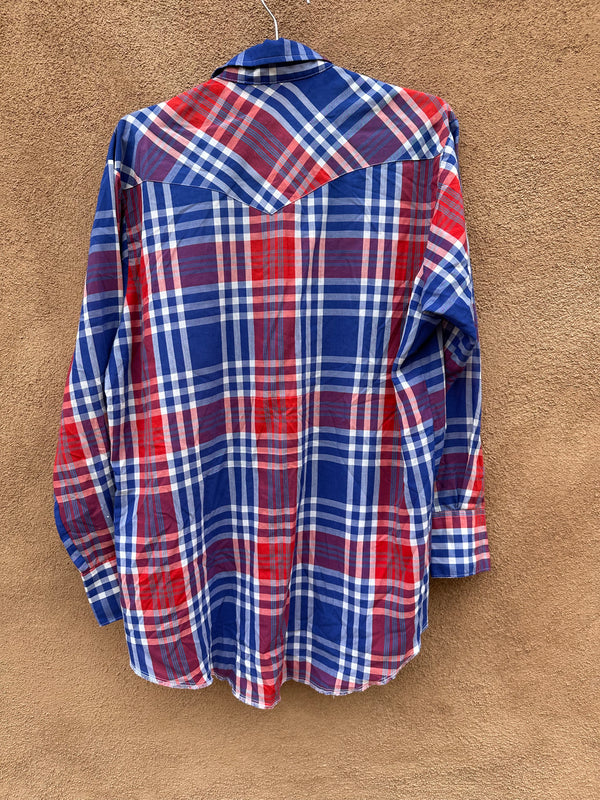 USA Plaid Western Shirt with Pearl Snaps