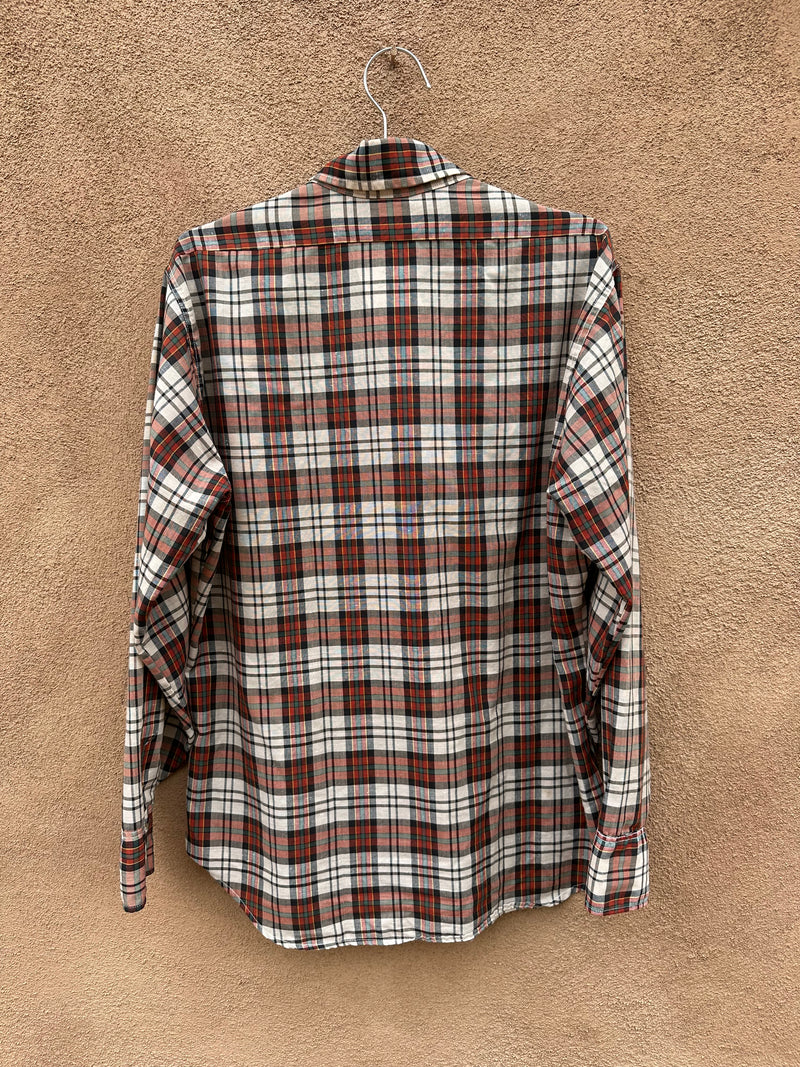 Brown Plaid 80's Levi's Western Shirt - Large