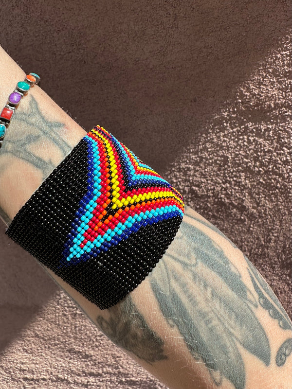 Navajo Beaded Leather Cuff