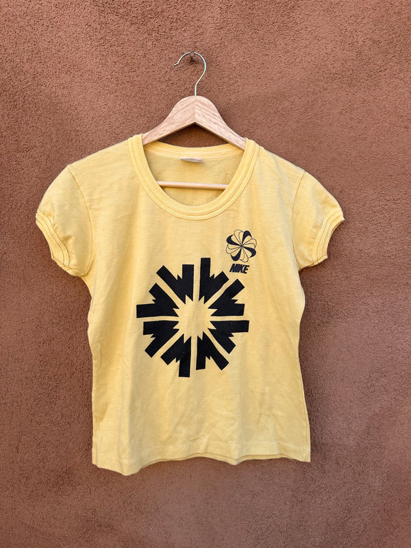 Yellow Nike Pinwheel Ringer T-shirt - 1970's
