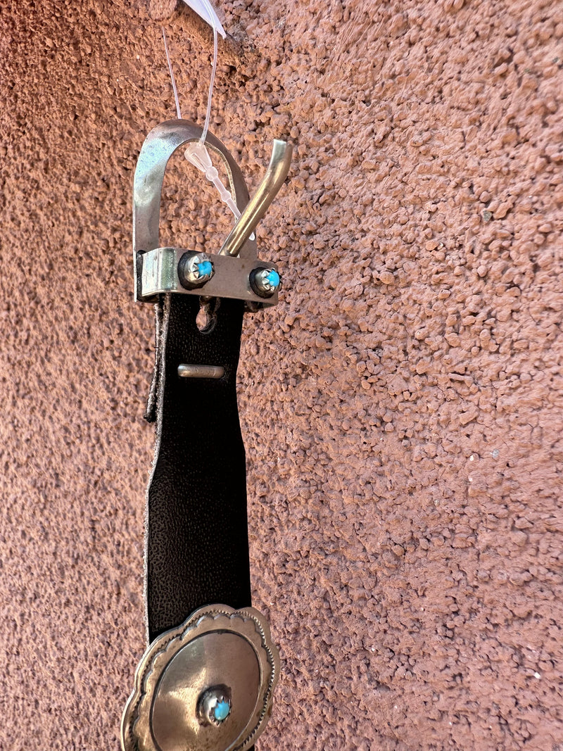 Sterling Silver Concho Hat Band with Turquoise