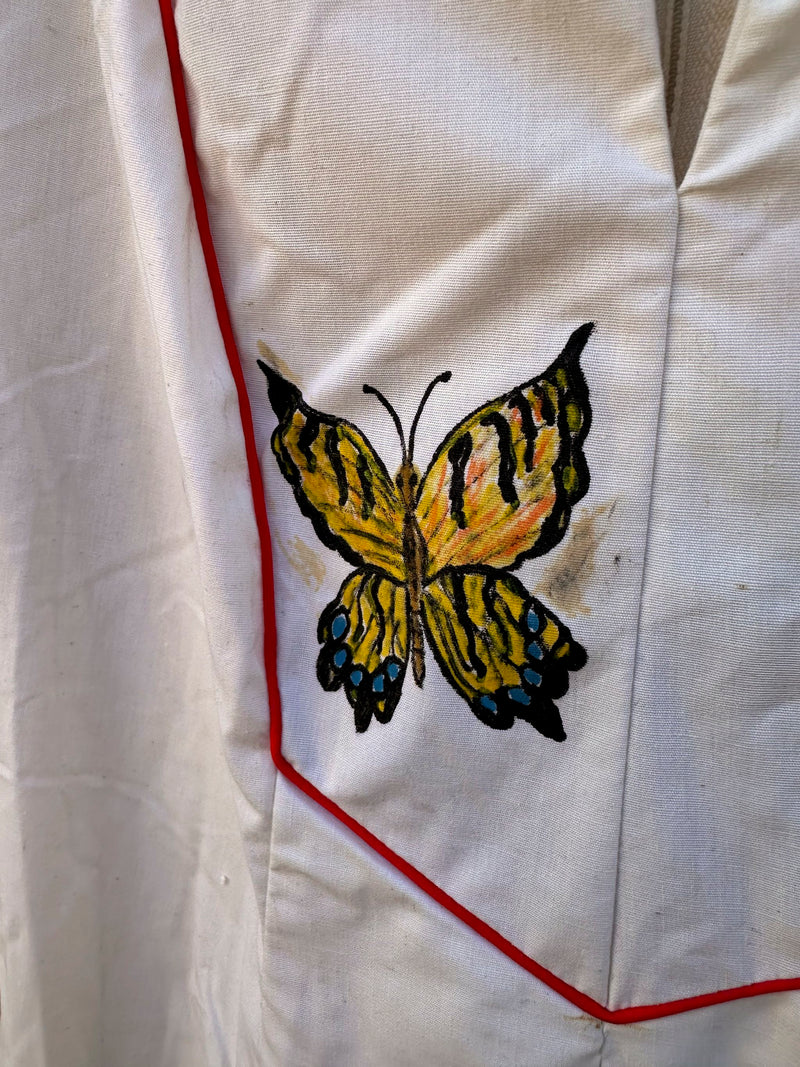 1970's Hand Painted Butterfly Maxi Dress by Ben Lee of California