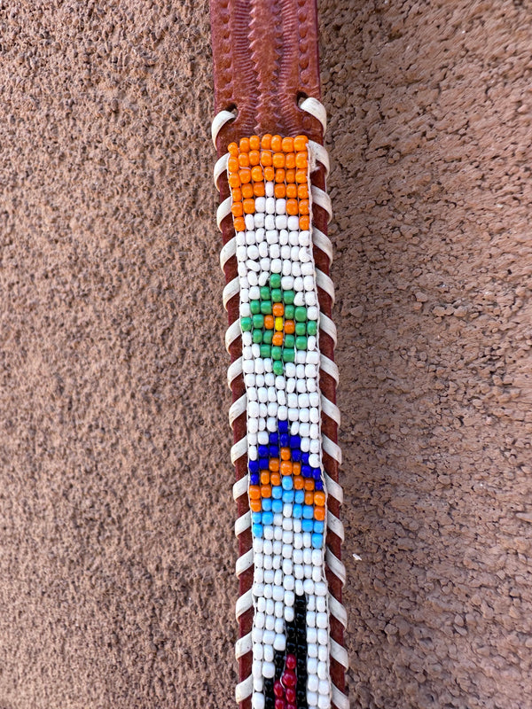 White Beaded Thunderbird Hat Band