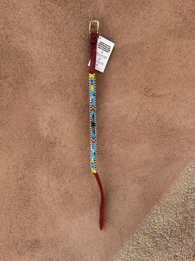 Blue Beaded Thunderbird Hatband
