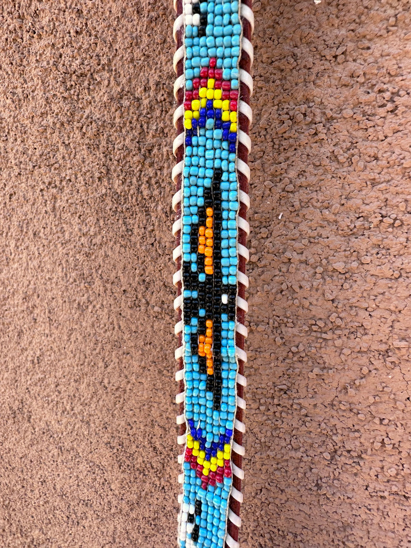Blue Beaded Thunderbird Hatband