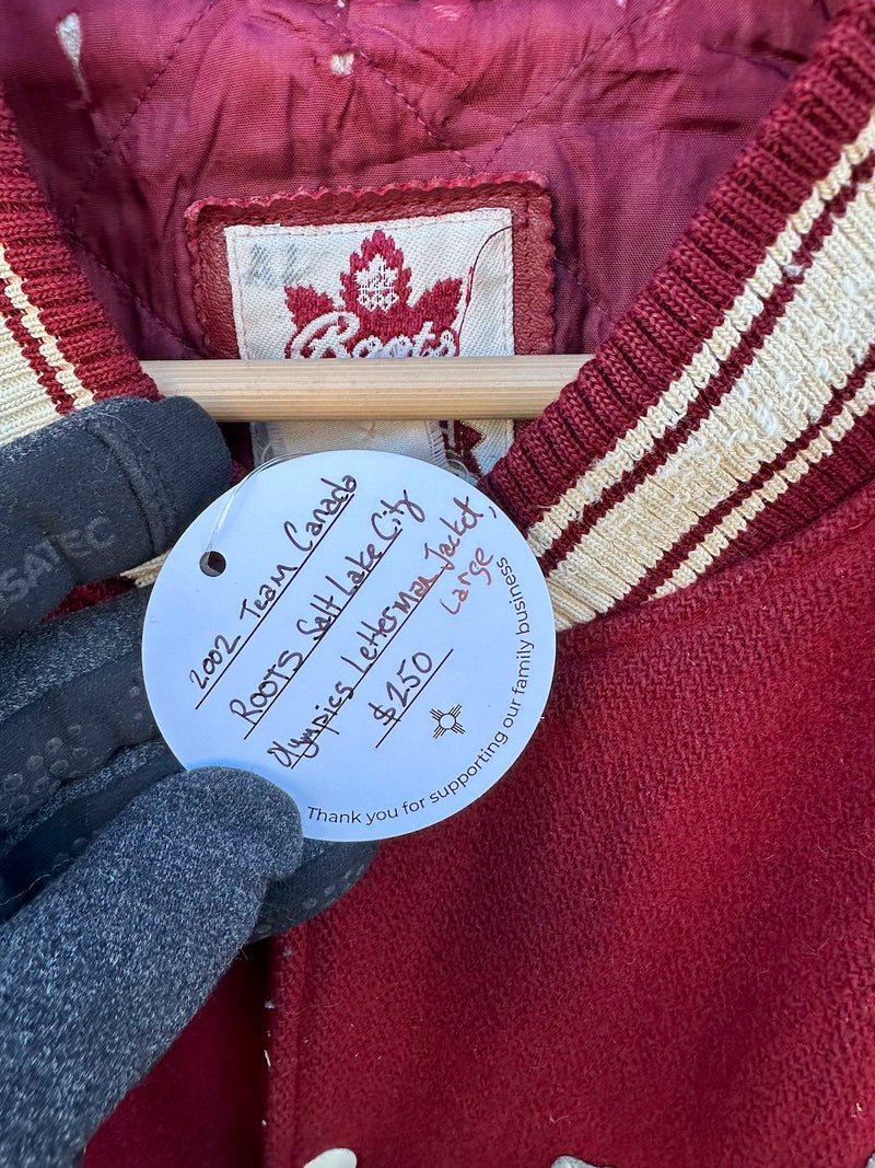2002 Team Canada Roots Salt Lake City Olympics Letterman Jacket