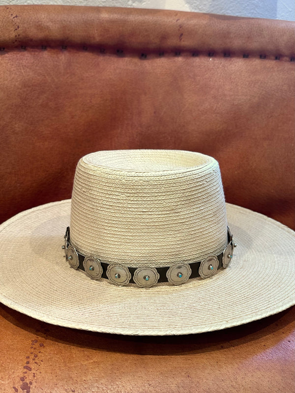 Sterling Silver Concho Hat Band with Turquoise