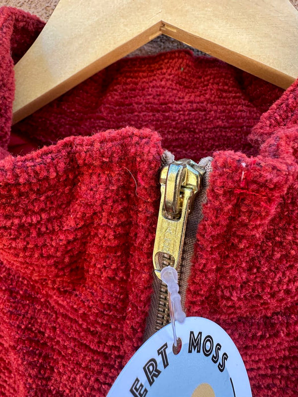 1960's Rust Colored Chenille Carpet Zip Up Jacket