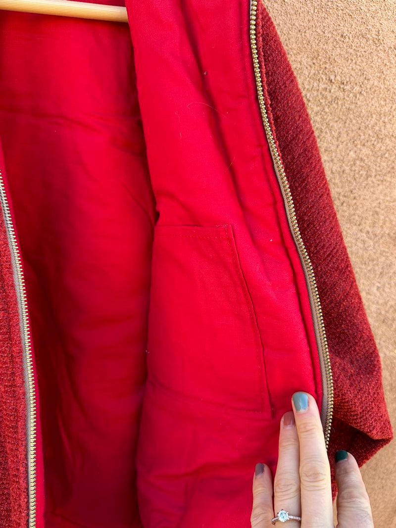 1960's Rust Colored Chenille Carpet Zip Up Jacket