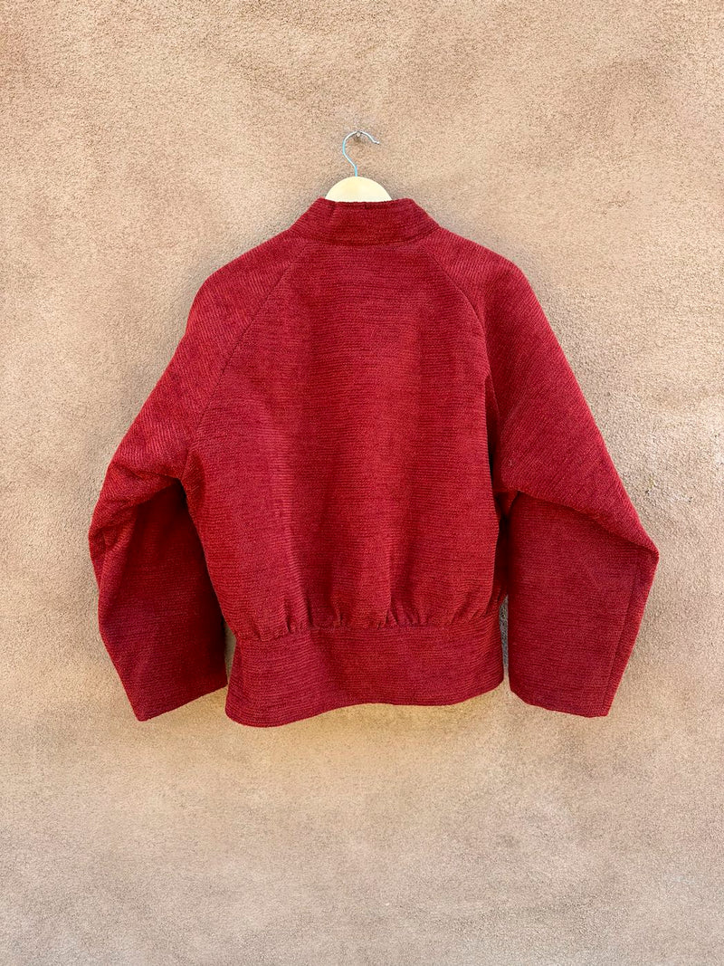1960's Rust Colored Chenille Carpet Zip Up Jacket