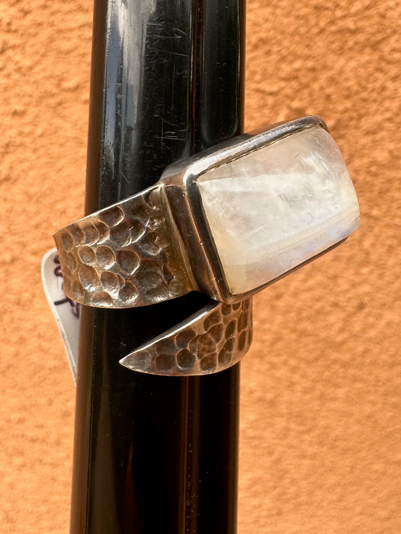 Moonstone Hammered Sterling Silver Ring