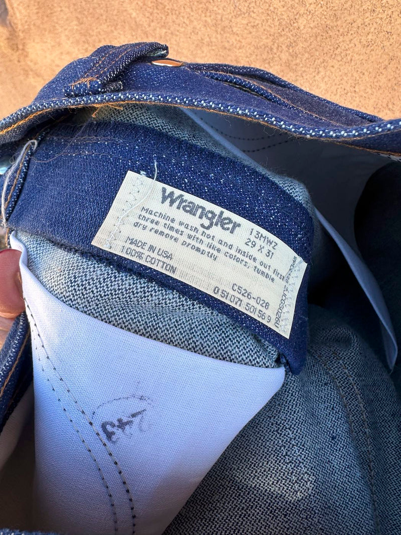 1970's Made in USA Dark Wash Raw Denim Wranglers 29 x 31