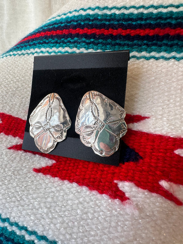 Diamond Conchos Sterling Silver Earrings