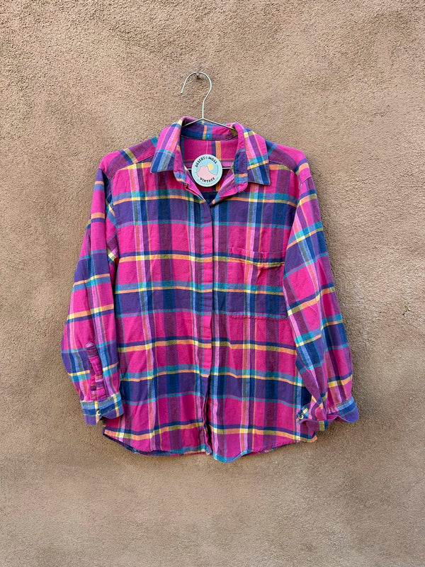 Pink Plaid Flannel Blouse
