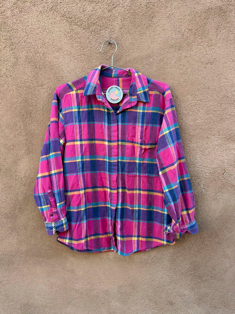 Pink Plaid Flannel Blouse
