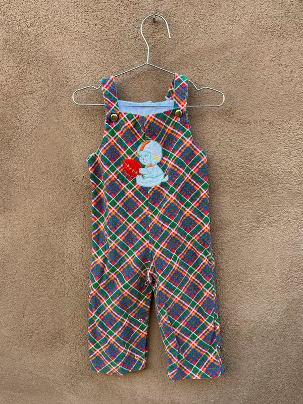 1960's Plaid Football Puppy Overall Onesie for Kiddos