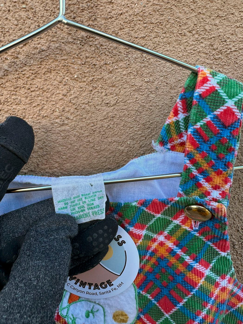 1960's Plaid Football Puppy Overall Onesie for Kiddos