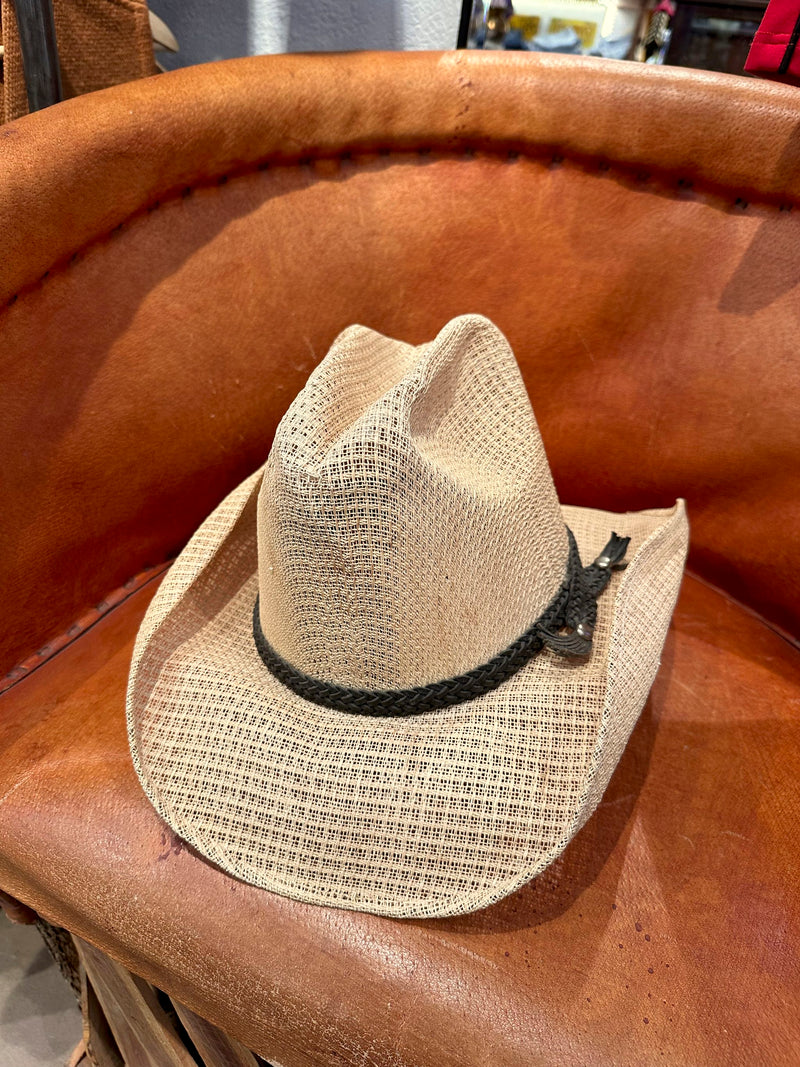 70's Straw Shaped Cowboy Hat 7 3/8