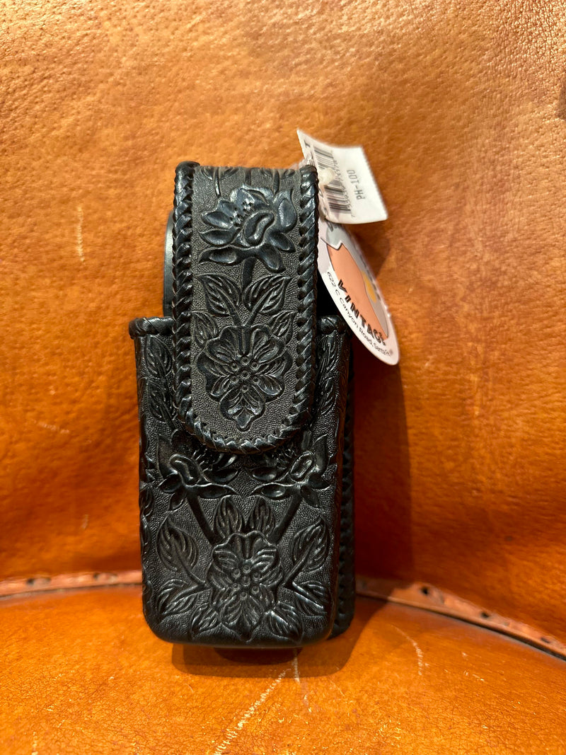 Black Tooled Leather Hip Case - 3D