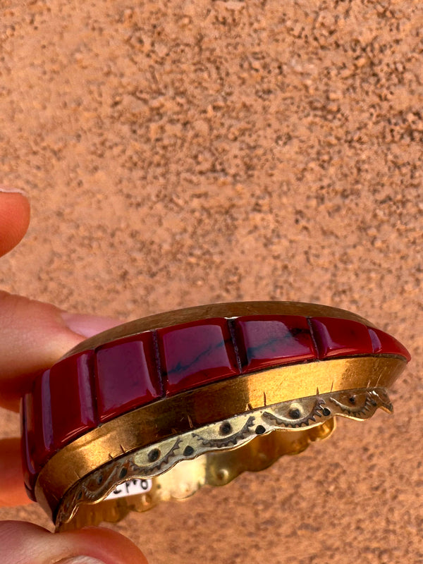 Red Jasper Brass Diné Cuff