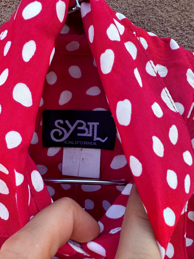 Red with White Polka Dots Dress by Sybil California