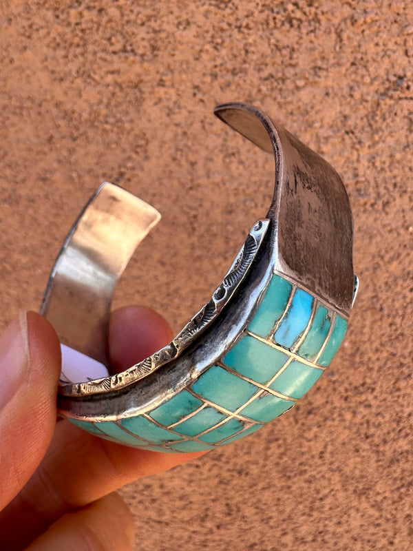 Old Pawn Brick Turquoise Sterling Silver Cuff