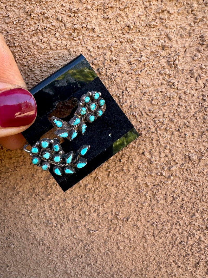 Zuni Leaf Screwbacks Earrings Sterling Silver