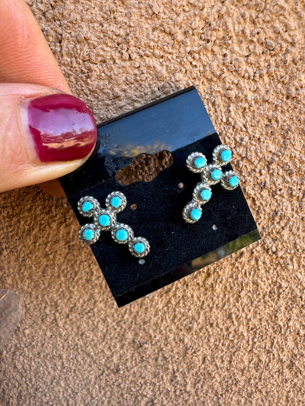 Zuni Sterling Silver Cross Earrings