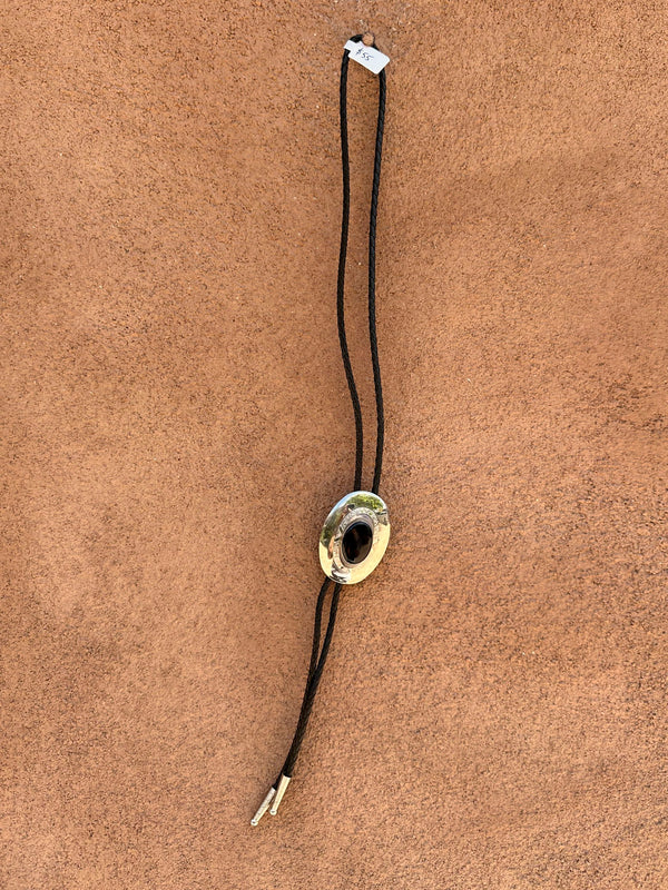 Oval Black Stone Bolo Tie