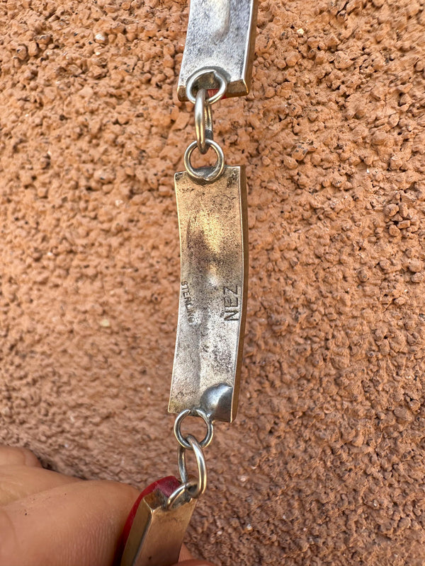 Ned Nez Oxblood Coral, Sterling Silver and Brass Bracelet