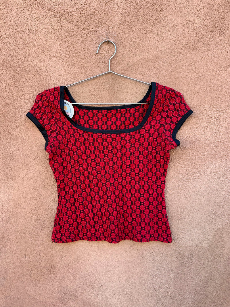 90's Lace Floral Top - Baby Doll Top
