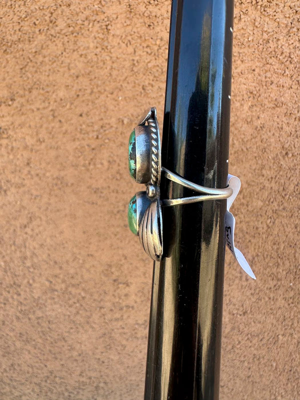 Valley Blue Turquoise Twin Leaf Silver Ring