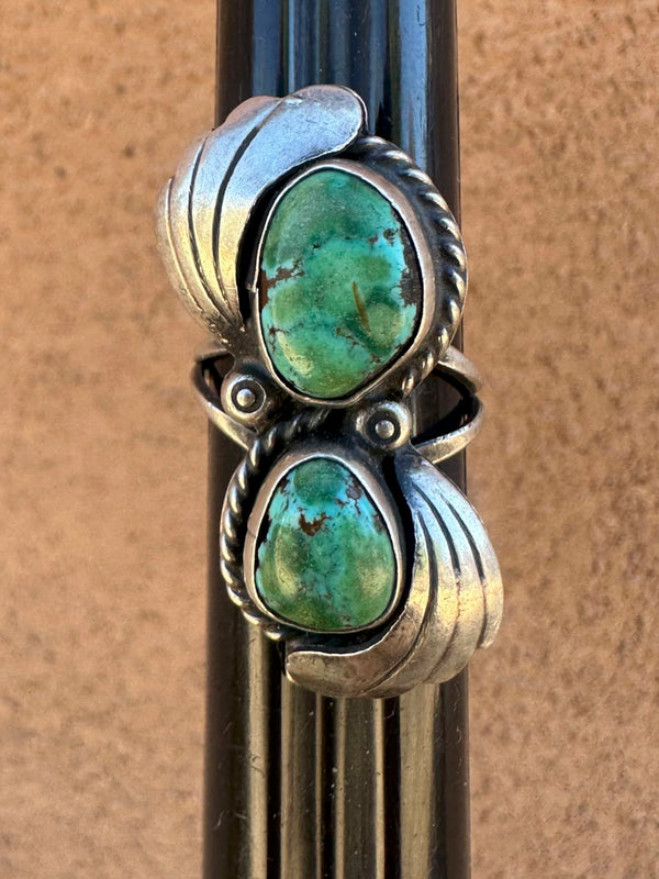 Valley Blue Turquoise Twin Leaf Silver Ring