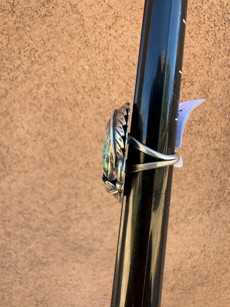 Valley Blue Turquoise Large Leaf Silver Ring