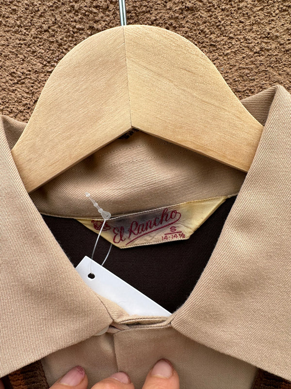 1940's/1950's El Rancho Mock V-Neck Long Sleeve Shirt