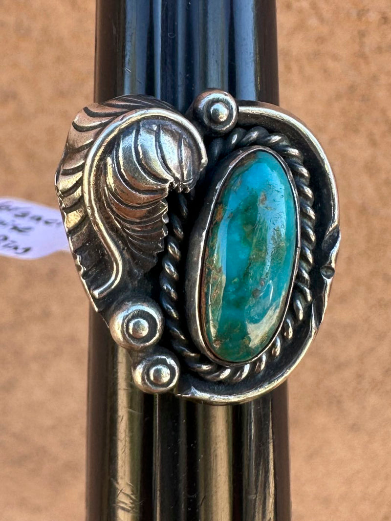 Morenci Turquoise and Silver Leaf Ring