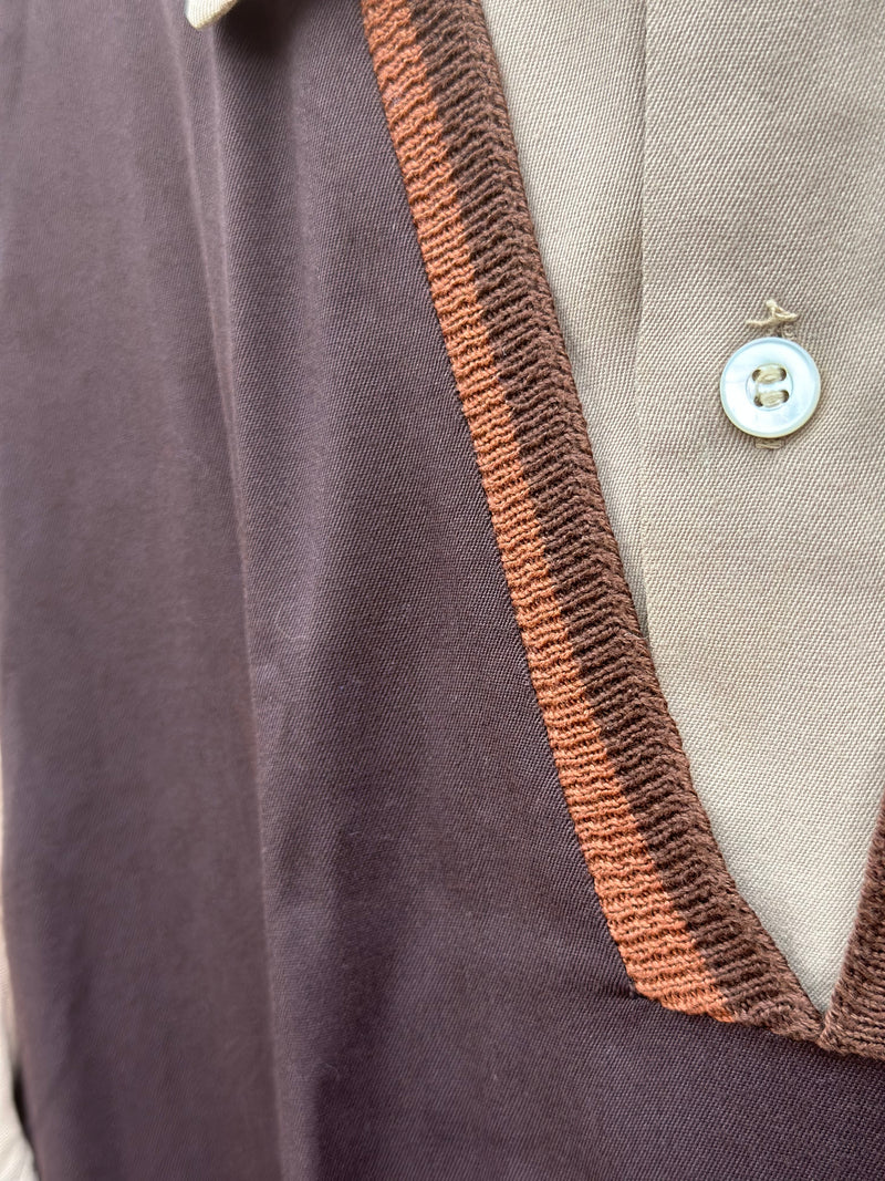 1940's/1950's El Rancho Mock V-Neck Long Sleeve Shirt