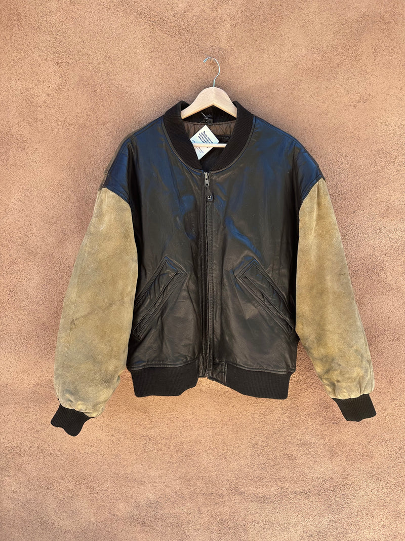 Black Leather & Suede Bomber Jacket - as is, needs cleaning